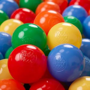 PISCINE À BALLES KiddyMoon 200-6Cm Balles Colorées Plastique Pour Piscine Enfant Bébé Fabriqué En EU, Jaune-Vert-Bleu-Rouge-Orange