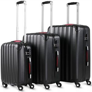 SET DE VALISES MONZANA® Lot de 3 valises rigides Noir M/L/XL 4 ro