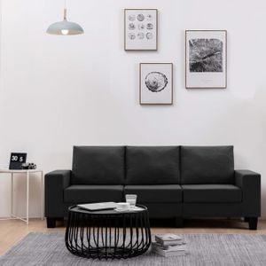 CANAPÉ FIXE 8501|Nickel®| Canapé scandinave d angle UNIQUE - Canapé droits Sofa à 3 places Noir Tissu MODE Noir