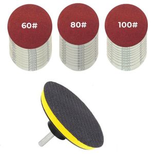 60 pièces 50mm 2 disque de ponçage disque de ponçage papier de grain  100-2000 avec outil rotatif de plaque de tampon abrasif de 2 pouces