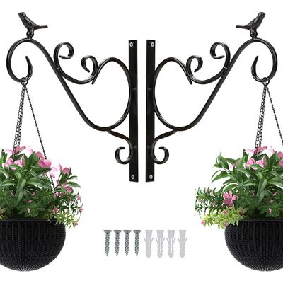 ZONADAH Lot De 2 Décorations D'oiseaux Multifonctions 30 Cm Support Mural En Métal Pour Plantes Panier De Fleurs, Lumières, Cage à Oiseaux, Lanternes Carillons à Vent, Décoration De Jardin, Balcon