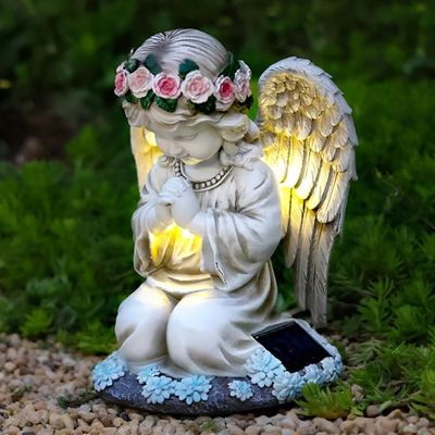 Tuzsocr Statue d'ange solaire de jardin – Figurine d'ange gardien à LED priante - Décoration d'extérieur résistante aux intempéries pour cimetière, pelouse, cour, terrasse Tuzsocr Statue d'ange solaire de jardin – Figurine d'ange gardien à LED priante - Décoration d'extérieur résistante aux intempéries pour cimetière, pelouse, cour, terrasse