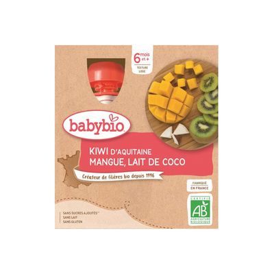 Gourdes Babybio Pomme Fraise Vanille - BIO - 4x90g - Lot De 6 - Dès 6 Mois - Sans Sucres Ajoutés