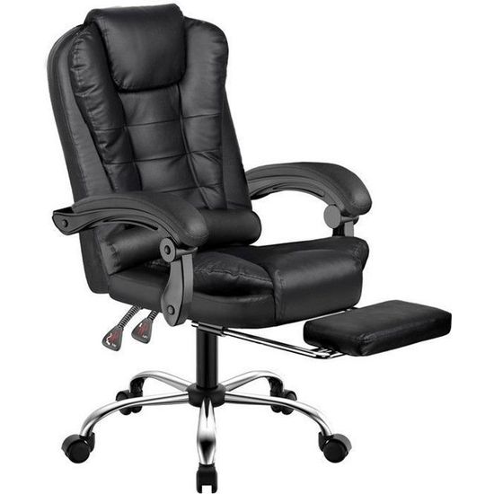 Fauteuil De Bureau Maissa En Simili Cuir Avec Repose-Pieds – Marron, Ergonomique, Jusqu'à 180 Kg