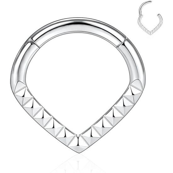 Kakonia 9 Pcs Septum Bijoux 16G - Anneaux Nez Clicker CZ Opale Acier Inoxydable 316L