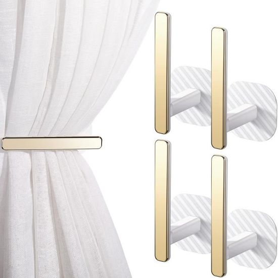 2 Embrasses Rideaux En Alliage Doré - 9,2x6,7 Cm, Design Nœud Élégant - Pour Salon, Chambre, Décoration Murale Moderne - Avec Vis Et Tubes