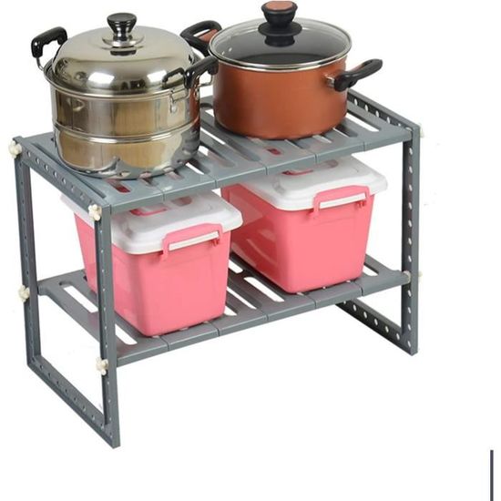 Étagère sous Évier Ajustable (2 Étages) Rack de Stockage Extensible