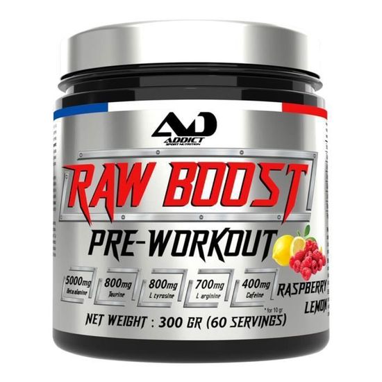 Pre-workout Addict Sport Nutrition - Raw Boost - Raspberry Lemon 300g ...