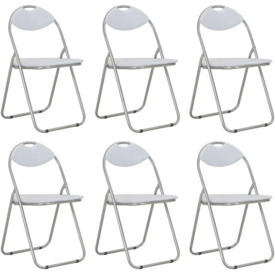 Lot de 6 chaises de salle à manger pliantes - Décor Magnifique - Style contemporain - Blanc Similicuir