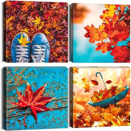 4 Tableaux Sur Toile 30x30 Cm - Motif Vert - Prêt à Accrocher - Marque Visario - Impression Numérique