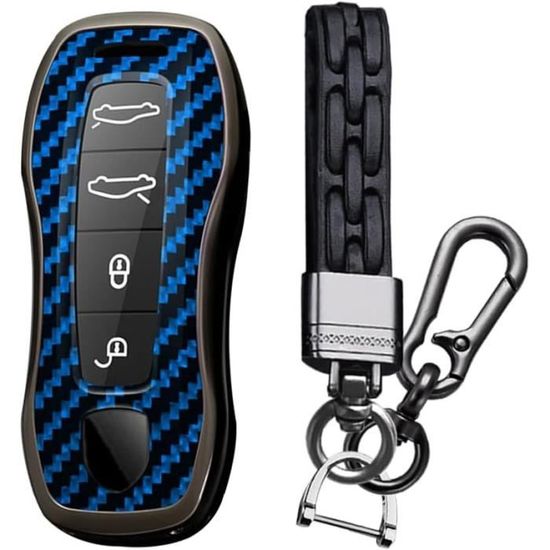 Ontto Étui Clé Voiture Cuir Pour Porsche Cayenne, Panamera, 911, Taycan, Macan - Bleu