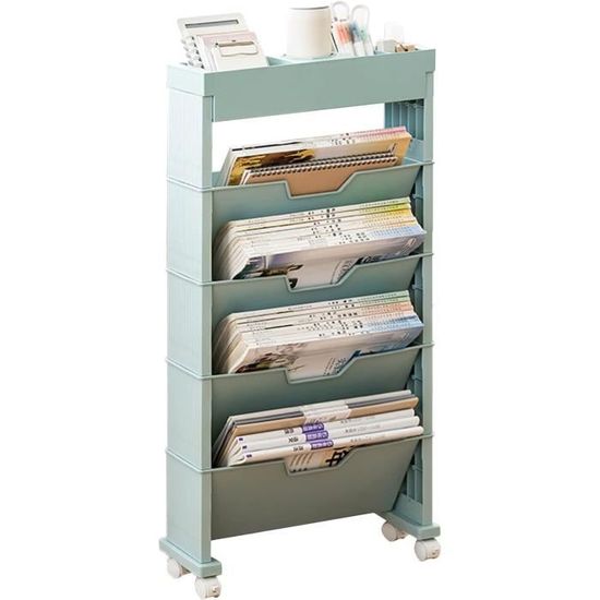Panier à Livres Avec Roulettes - 39x28.5x15.5 Cm, Sac Amovible, Rangement Mobile