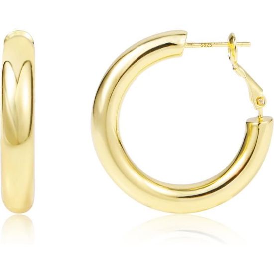 Boucles D'oreilles Créoles En Argent Massif 925 - 55-59 Mm - Pour Femme
