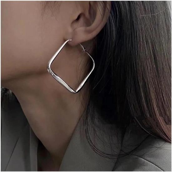 Grandes Boucles D'Oreilles Carrées Bohèmes Géométriques Grandes Créoles ...