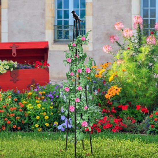 Obélisque Jardin 165 Cm Pour Plantes Grimpantes | Métal Revêtu Plastique, Résistant Aux Intempéries