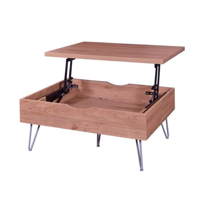 Vlouren Table Basse Vintage Decor Chene Pieds En Metal L 79