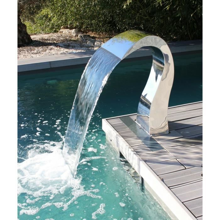 Cascade INOX 316 Fontaine Piscine Bassin Modèle Mini Demi coeur Hauteur 80,5cm