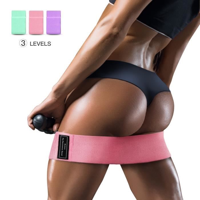 Bande Élastique Fitness, Bande de Résistance 3 Niveaux de Force, Bandes de Hanche d’Exercice pour Hommes ou Femmes Yoga, Pilates
