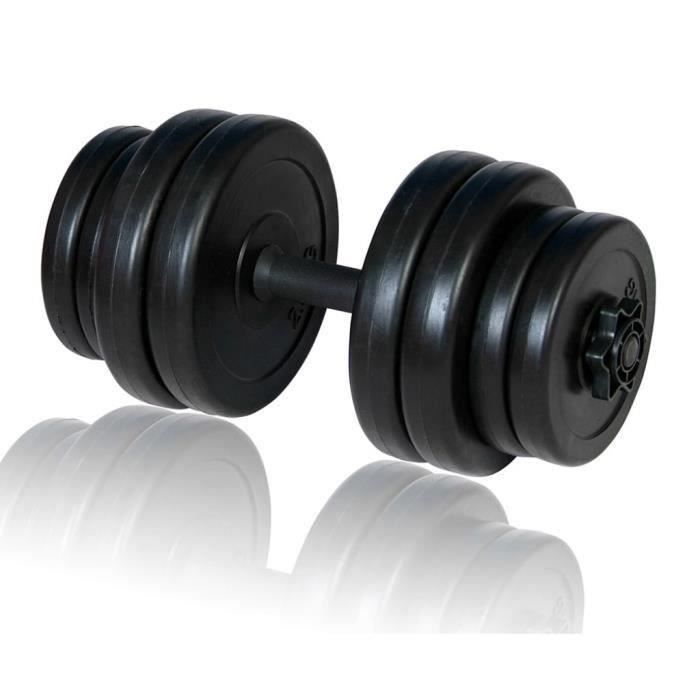 haltères courts Revêtement Plastique 15 kg haltères musculation
