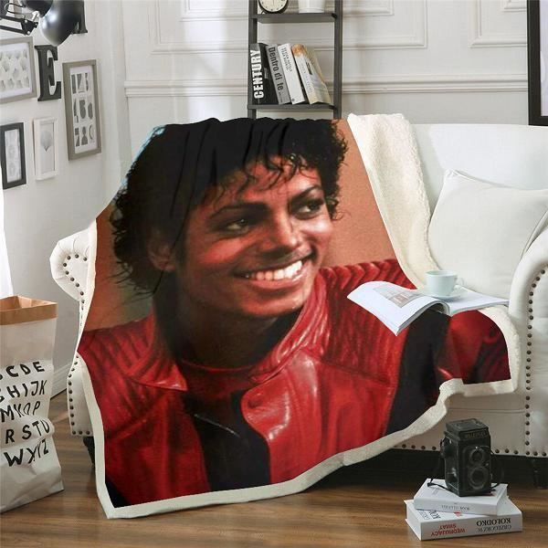 140X180 cm,Michael Jackson 3D imprimé Sherpa couverture canapé housse de couette voyage literie sortie velours peluche Model:COC288