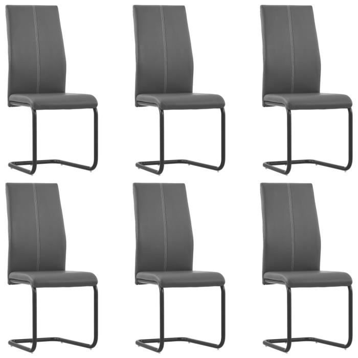 BOI® Chaises de salle à manger 6 pcs Gris Similicuir 43 x 54 x 102 cm