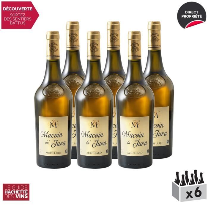 Macvin du Jura Blanc - Lot de 6x75cl - Domaine Jean-Luc Mouillard - Vin AOC Blanc du Jura - Sélection 2020 Guide Hachette - Cépage