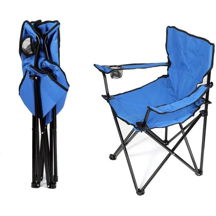 (bleu)Fauteuil pliante camping 5 Positions - Aluminium et PVC Tissé