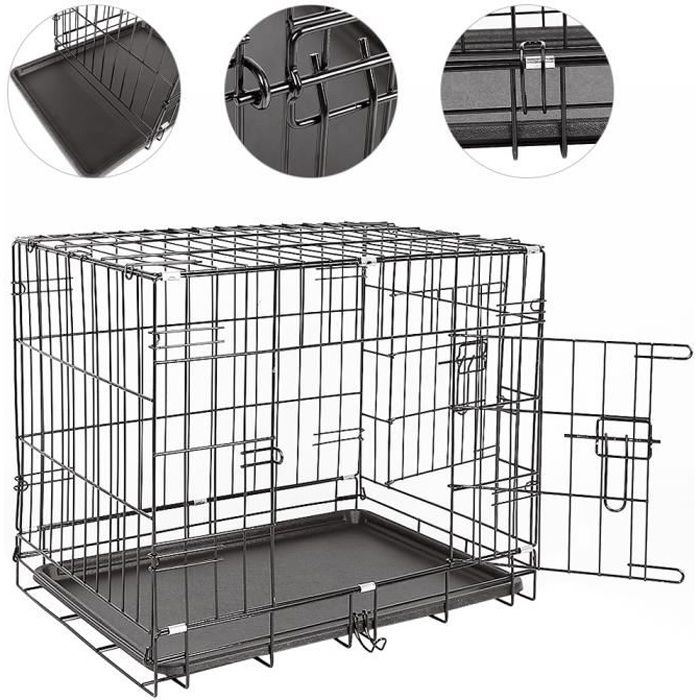 61 x 46 x 48 CM Cage Pour Chien Chiot Chat Lapin pliable pour animal domestique Cage