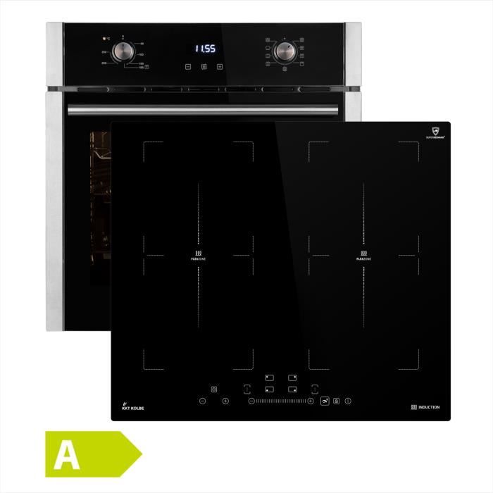 Four électrique encastrable 60 cm EB8005ED + Plaques de cuisson induction 59 cm IND5901FZ (minuterie automatique, acier inox)