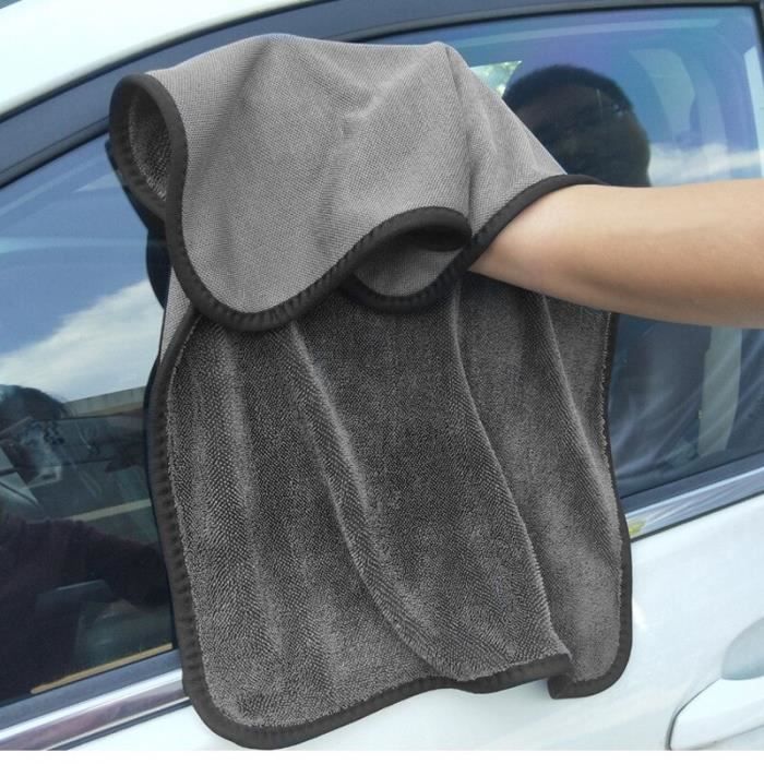 Serviette en microfibre pour lavage de voiture, 40x40cm-40x60cm-60x90cm, tissu éponge pour nettoyage à l'e 40X40CM Black -AOAE1931
