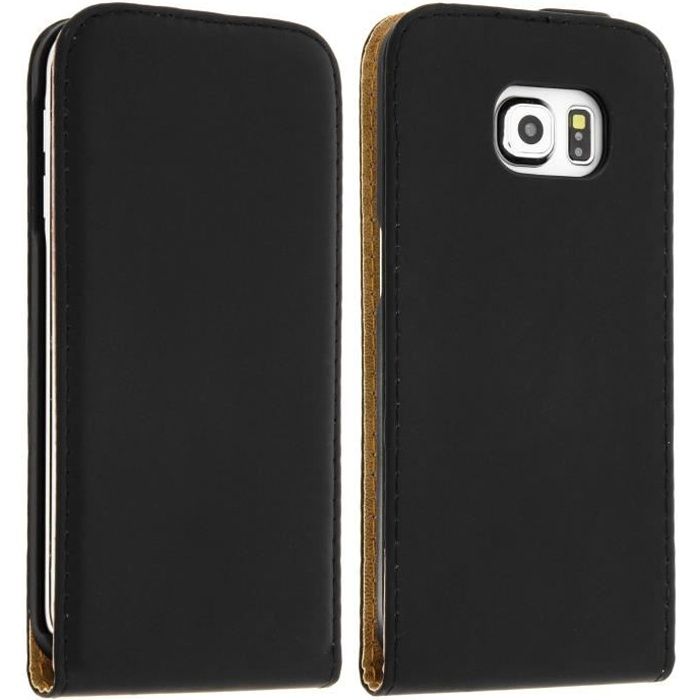 Housse, Étui Clapet Ultra Fin Samsung Galaxy S6 Edge Intérieur Suédine - Noir