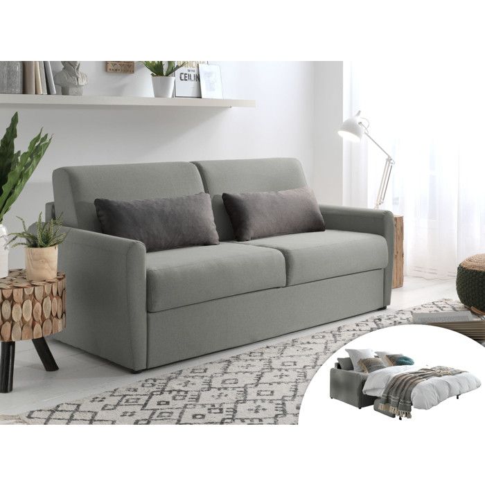 Ari - Canapé 3 places convertible - ouverture express - couchage quotidien Couleur - Gris clair