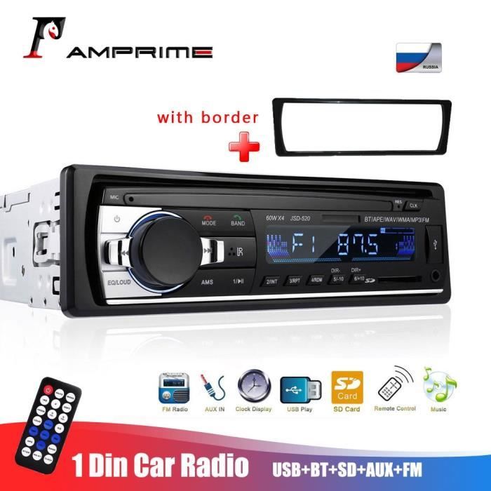 Autoradio stéréo Bluetooth, 1 Din, avec télécommande, chargeur, téléphone, USB-SD, lecteur Audio MP3