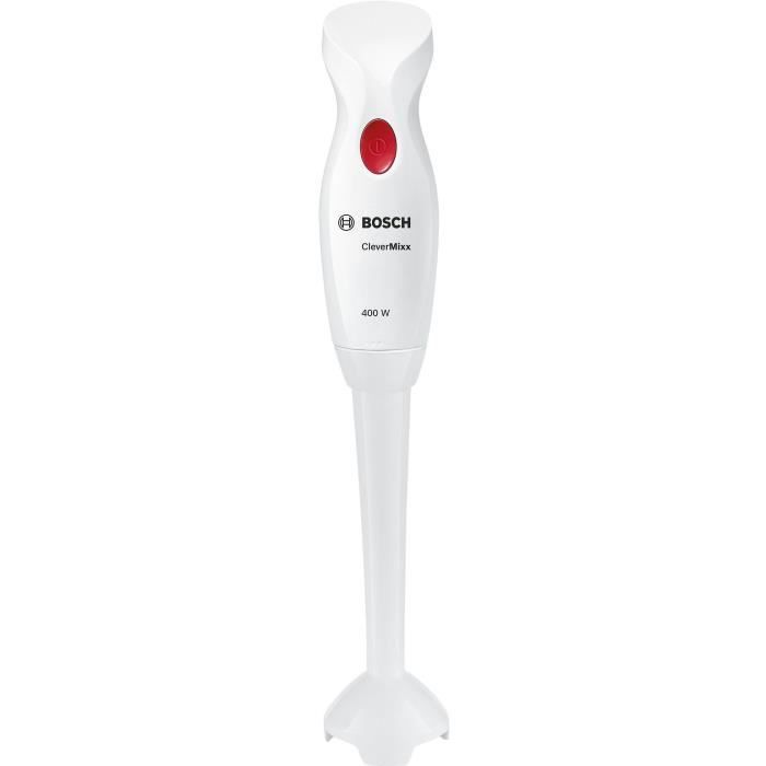BOSCH MSM14000 - Mixeur plongeant CleverMixx - 400 W - Pied plastique - 1 vitesse - 13 000 tours/min Blanc