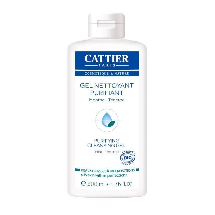CATTIER Gel Nettoyant Purifiant Bio peaux grasses à imperfections 200 ml