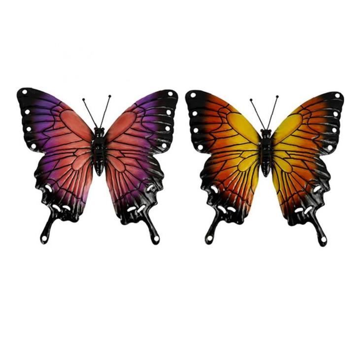 Jardin Art mur extérieur Clôture Hanging Sculpture en métal Artisanat Décoration 3D Petit insectes volants colorés 2PCS