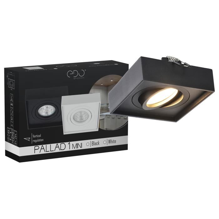 Spot de plafond encastrable réglable MINI noir GU10 IP20 carré EDO