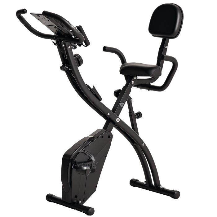 Vélo d'appartement pliant grand confort dossier selle réglable poignées ergonomiques écran LCD multifonction suspensions support