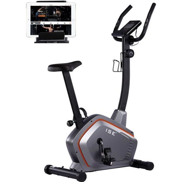 ISE Vélo d’appartement Magnétique Cardio, Vélo statique compact 8 niveaux de résistance,Support de Tablette,Masse d'inertie 5 Kg