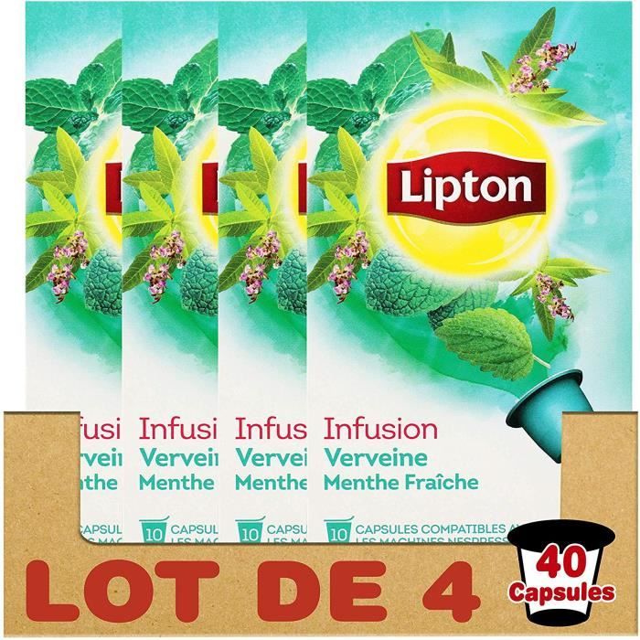 Lipton Infusion Verveine Menthe Fraiche 40 Capsules ( LOT DE 4 )