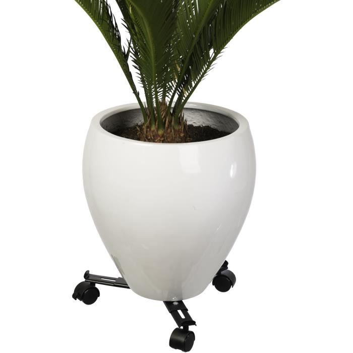 NATURE Tablette à roulettes pour plantes extensible - Métal noir - H6 x 27/37 x 27/37 cm