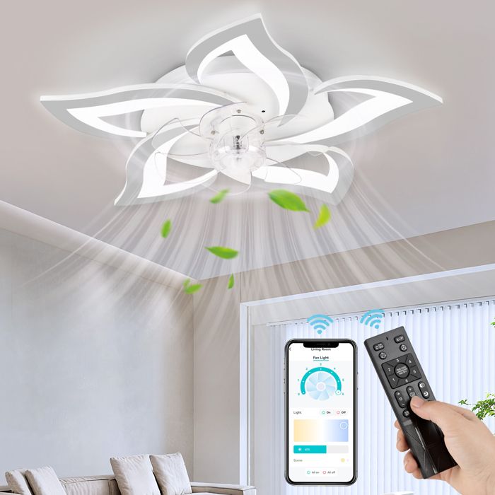 NACATIN Ventilateur de plafond à LED 6 Vitesse Fan Silencieux avec Dimmable Eclairage 3 Couleurs 9005 -Blanc - Nacatin