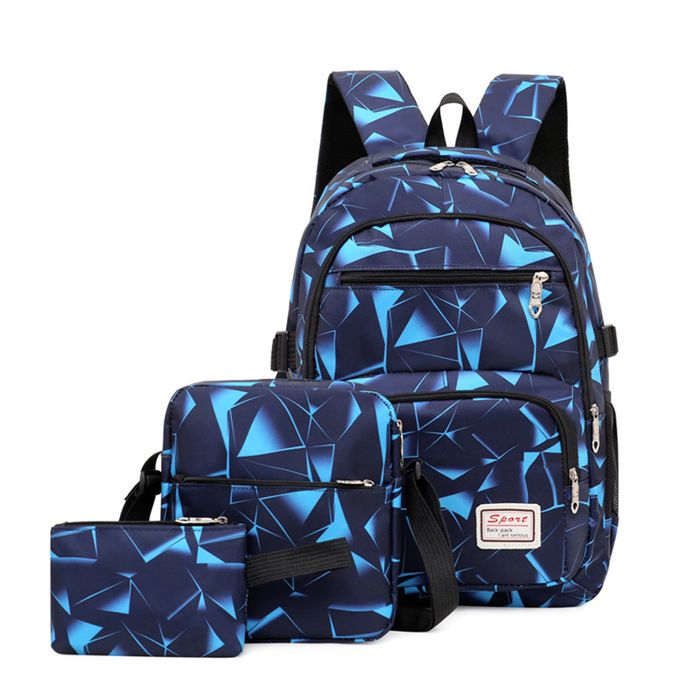 Grand cartable garçon ensemble 4 pièces sac à dos école primaire sac à dos extérieur motif géométrique