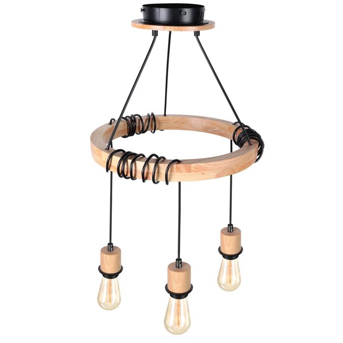 Suspension Plafonnier LOVIVER En Bois - Culot E27 - Design Minimaliste Pour Salon, Café Ou Salle à Manger