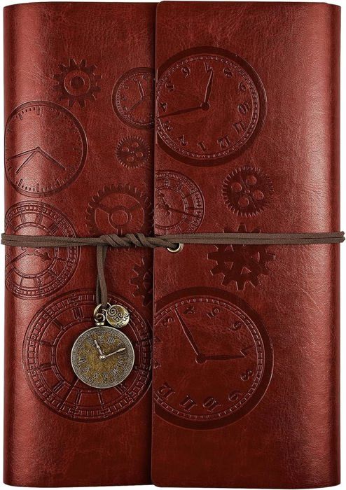 Journal En Cuir Rechargeable Maleden – Carnet Voyage Vintage 160 Pages Vierges, Boussole Relief