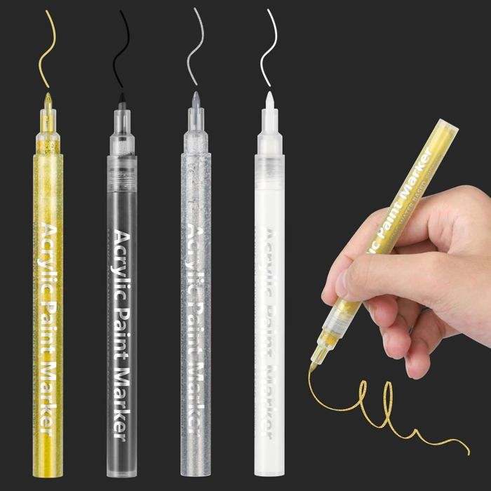 24 Marqueurs Acryliques TBC | Stylos Peinture Permanents Pour Verre, Bois, Pierre - 9