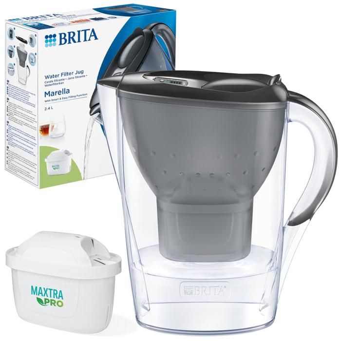 Réduction Calcaire Chlore Carafe Filtrante Brita Marella 2,4L - 3 Cartouches MAXTRA - Passe Lave-vaisselle - Eau Purifiée Eau Filtrée Sans Calcaire
