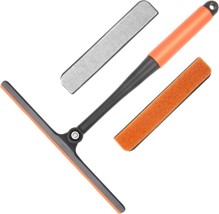Nettoyant pour Vitres 3 en 1 Raclette de Douche avec Brosse Microfibre et Brushéponge pour