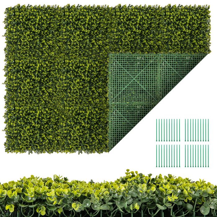 Haie Artificielle Haute Densité GOPLUS - Lot de 12 Panneaux Muraux en Herbe - 50x50 CM -Décoration de Fond pour Intimité - Jardin