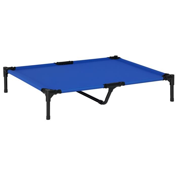 Lit surélevé pour chien - PawHut - sac de transport inclus - cadre en métal tissu Oxford haute densité - 92 x 76 x 18 cm - bleu